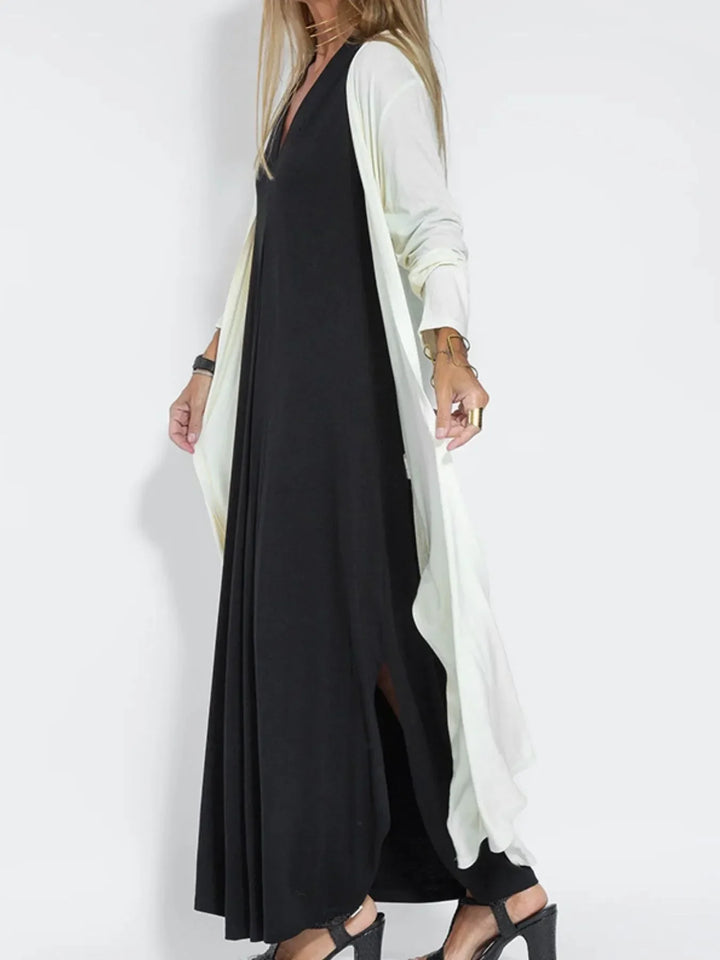 Vestido Maxi Sin Mangas de Cuello en V de Talla Grande