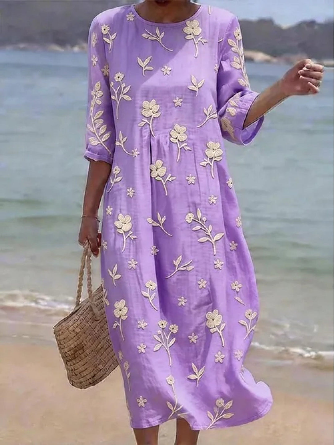 Ella | Vestido Bordado de Manga Media