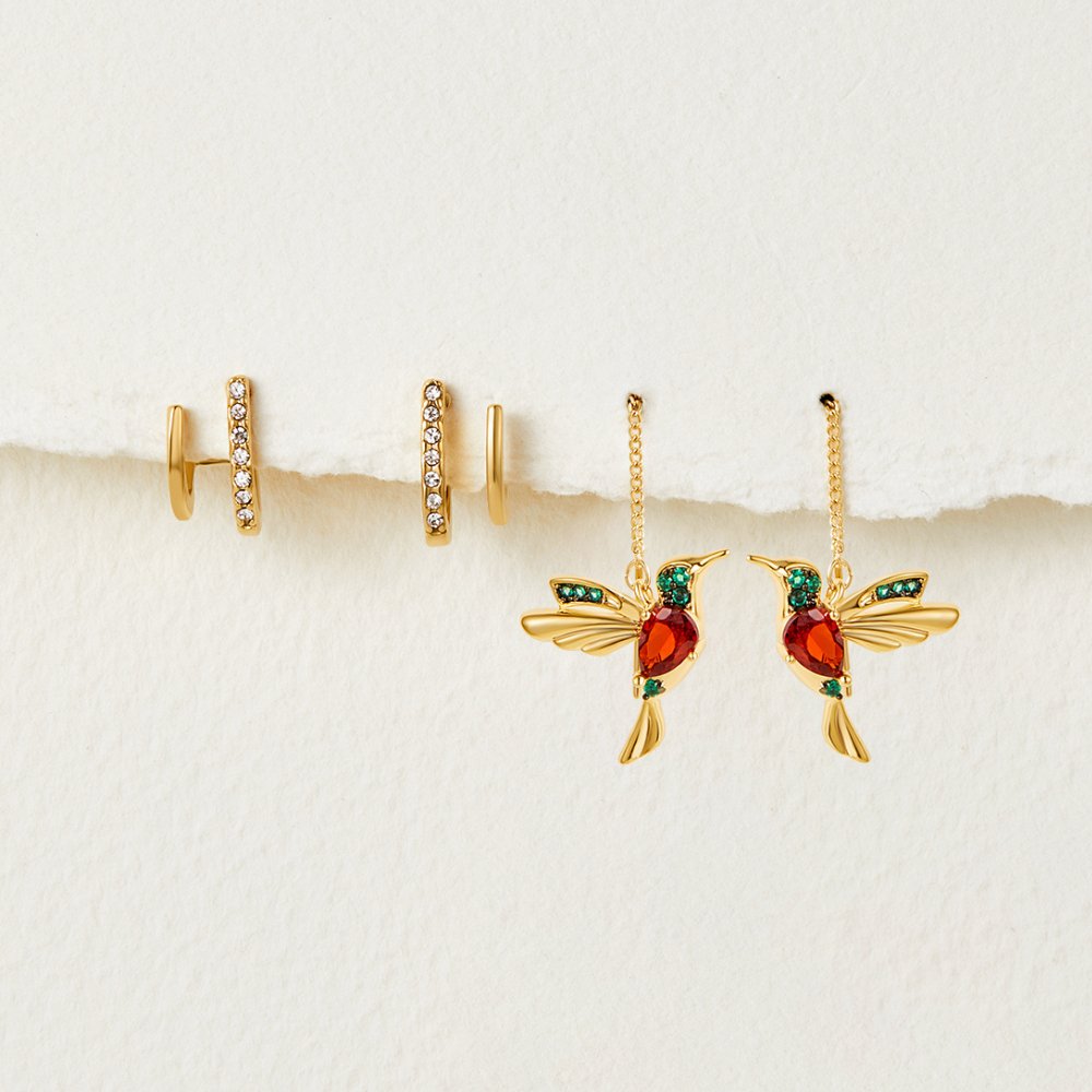 Pendientes de Garra de Oro y Cristal