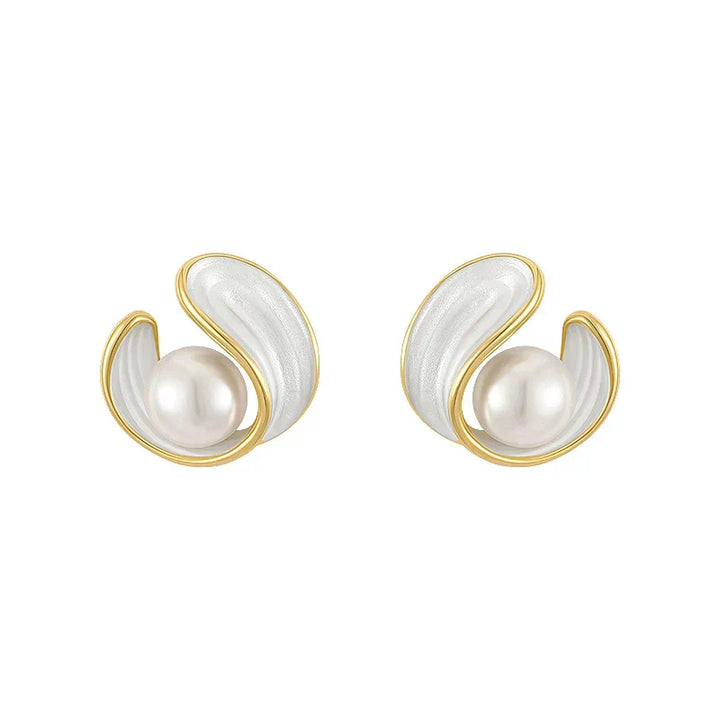 Pendientes de Ópalo Blanco de Lujo con Perlas en Oro