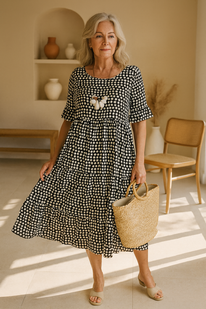 Zerelle | Vestido Midi de Manga Corta