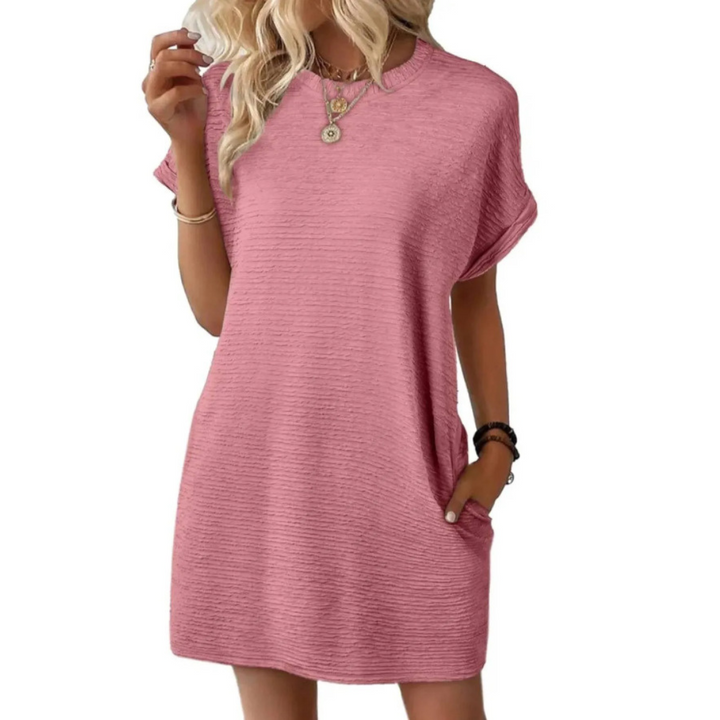 EVASHA™ | Vestido Mini de Verano Casual Minimalista con Cuello Redondo