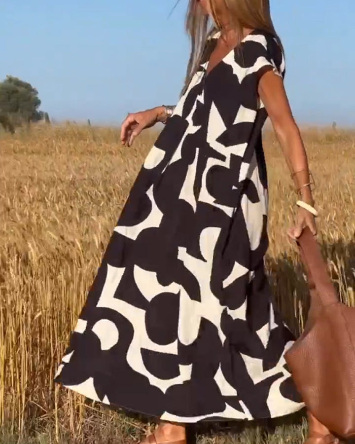 Elowen - Vestido Sin Mangas con Estampado Geométrico Irregular