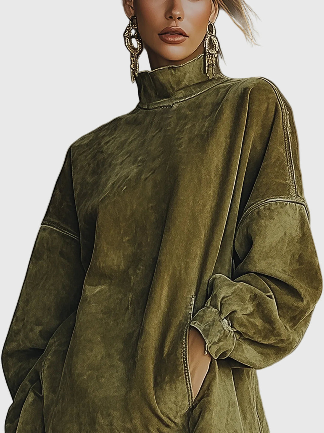 Oliva | Vestido de Cuello Alto