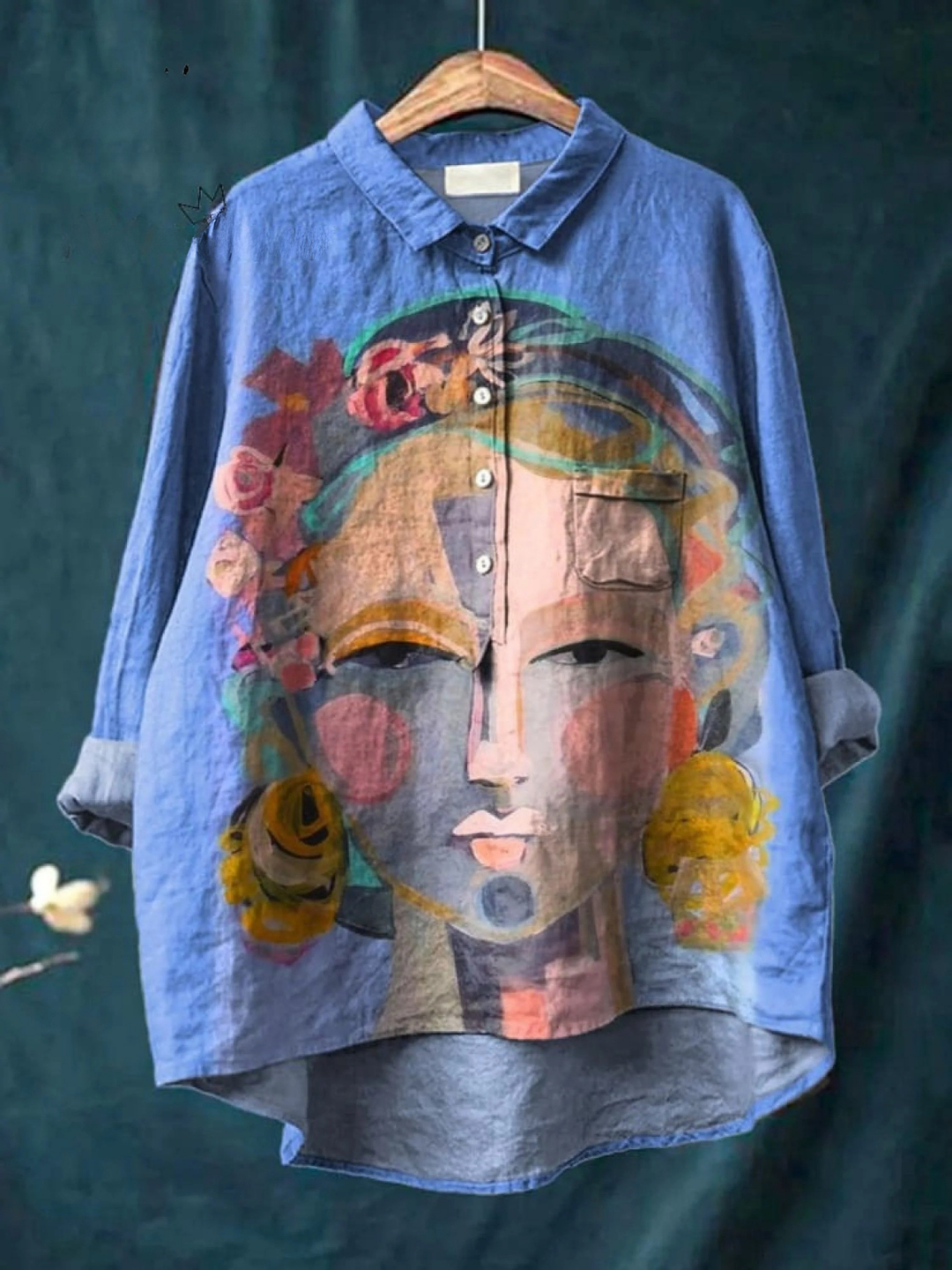 Eugen | Camiseta Casual de Mujer con Arte de Retrato de Freda Impresa en Pintura al Óleo
