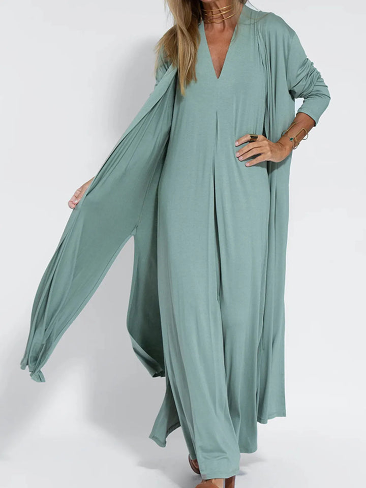 Vestido Maxi Sin Mangas de Cuello en V de Talla Grande
