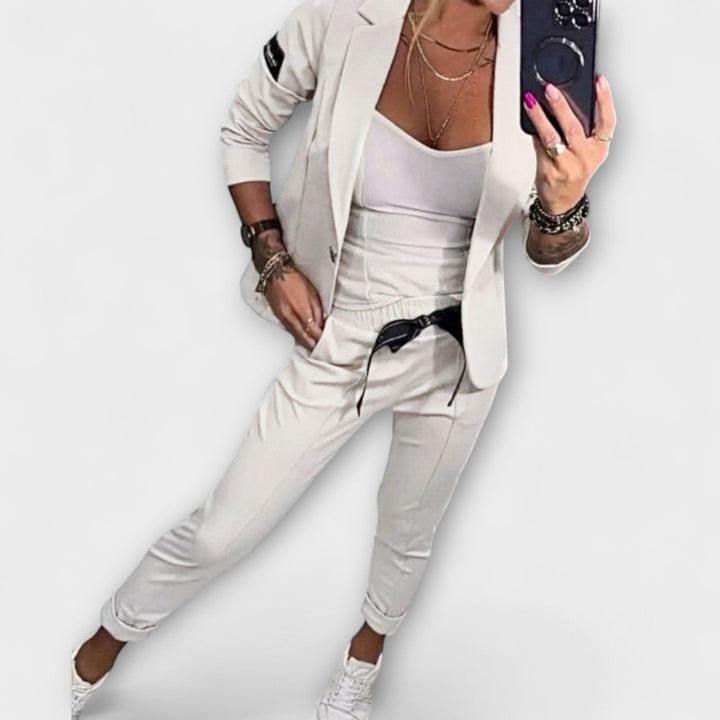 Vionne | Conjunto Elegante de Top, Chaqueta y Pantalones