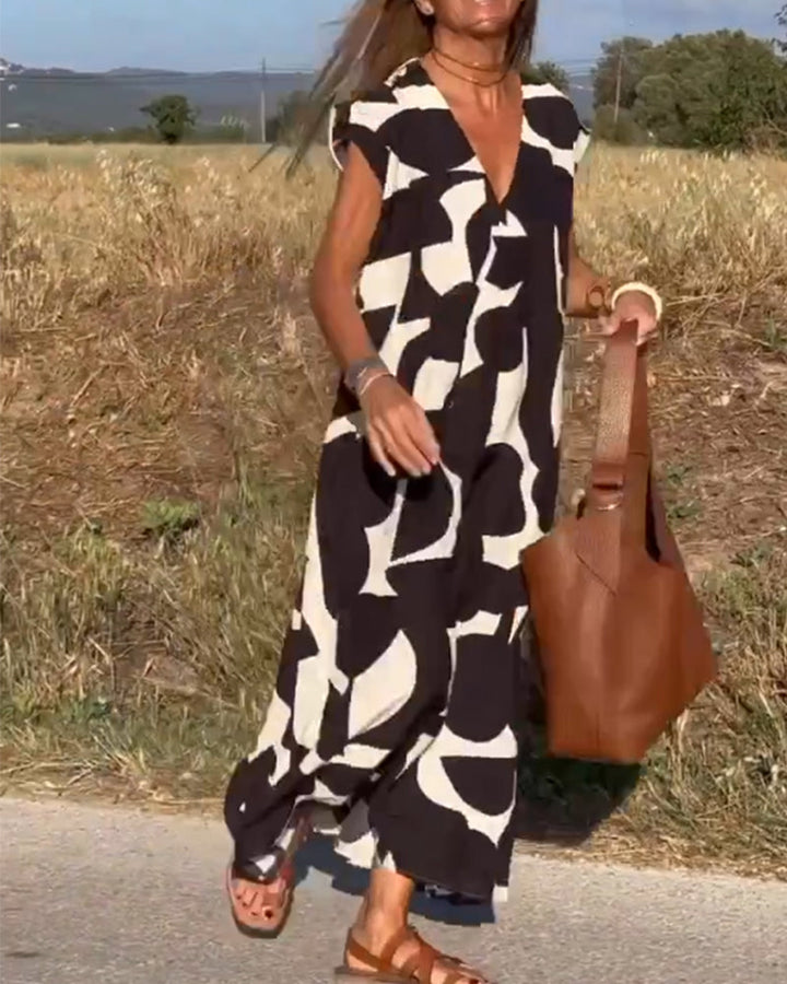 Elowen - Vestido Sin Mangas con Estampado Geométrico Irregular