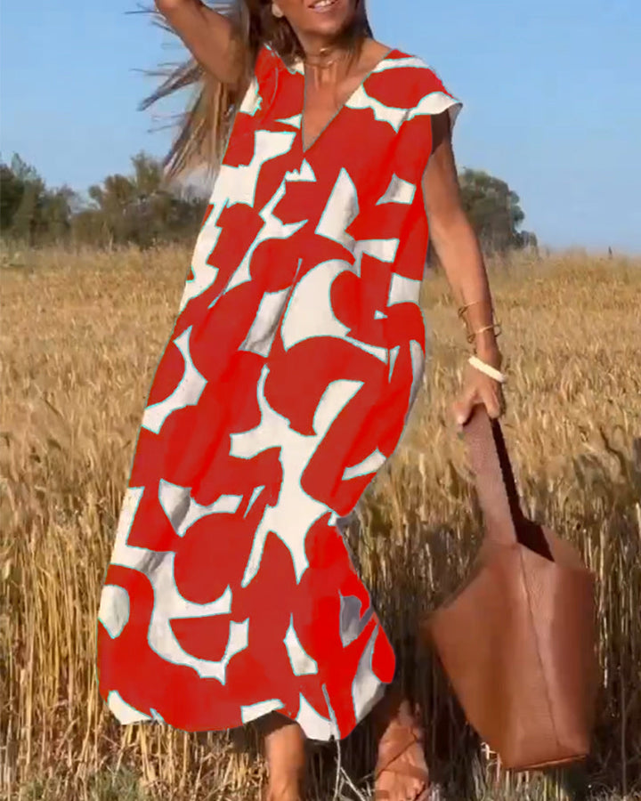 Elowen - Vestido Sin Mangas con Estampado Geométrico Irregular