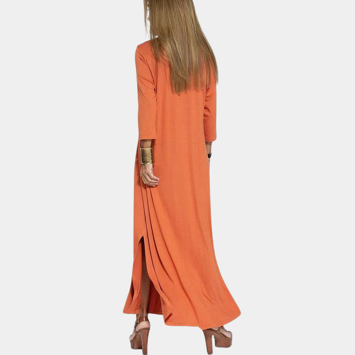 Vestido Maxi con Escote en V | Diseño Veraniego A-Line Fluyente