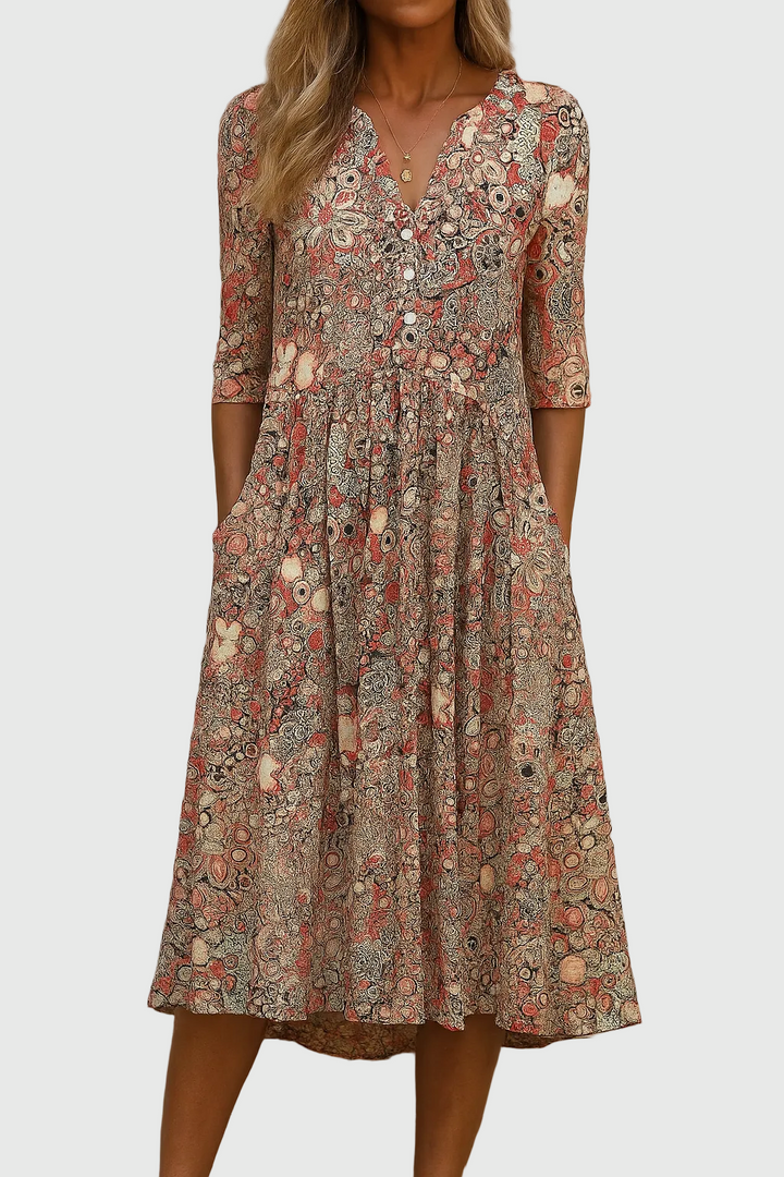 Harlow | Elegante vestido midi de cuello en V