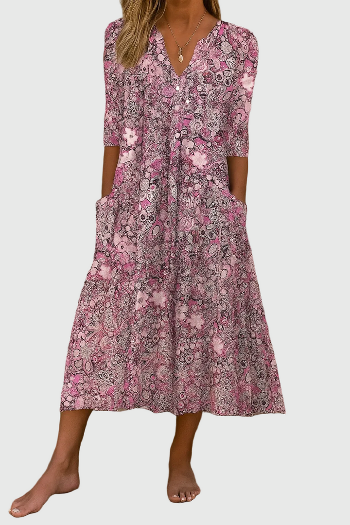 Harlow | Elegante vestido midi de cuello en V