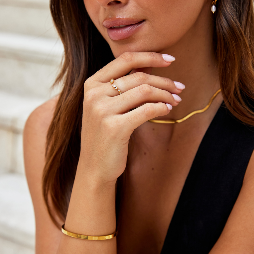 Noelia - Anillo de Vino de Cristal Dorado
