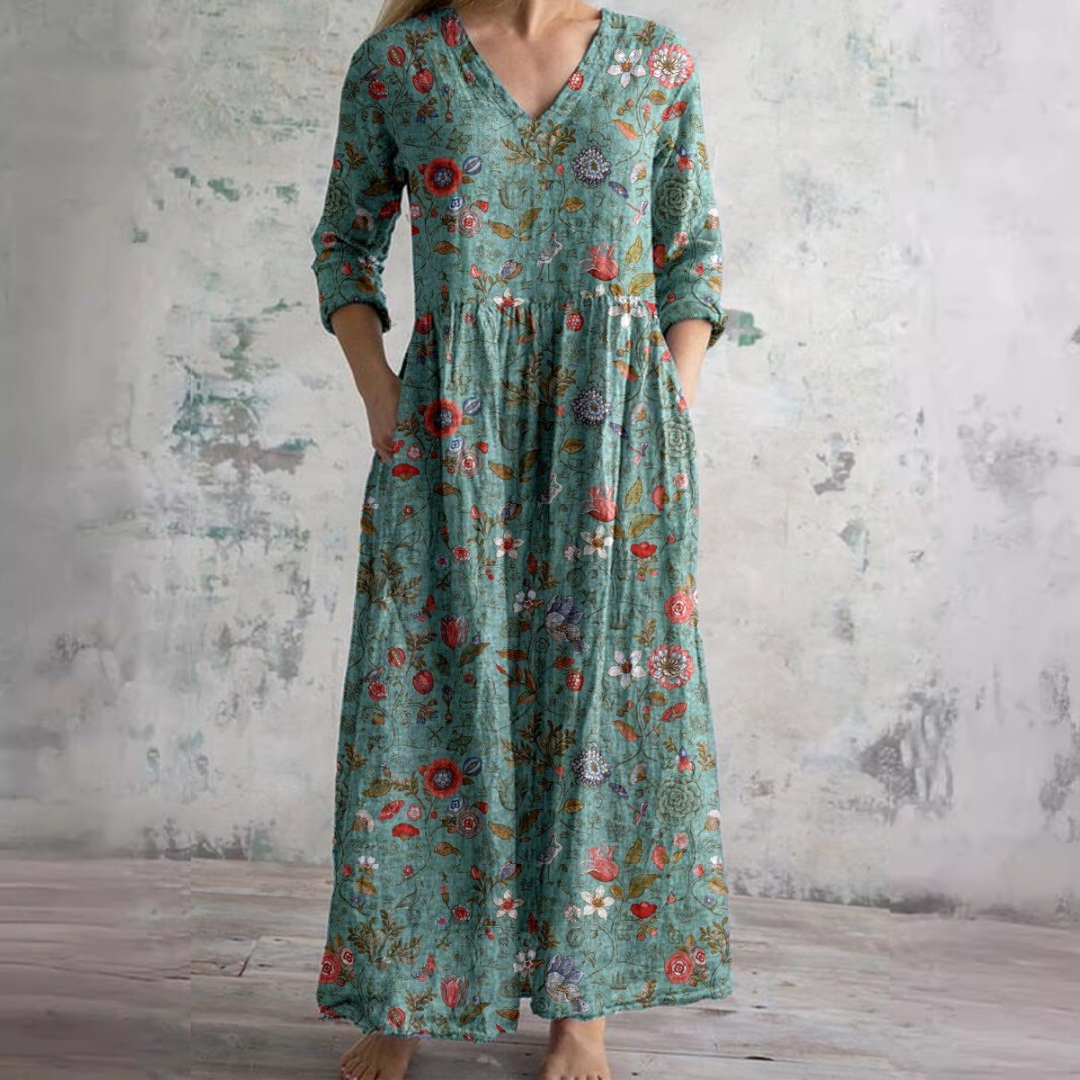 Alyvia | Vestido de Verano con Escote en V y Patrón Floral