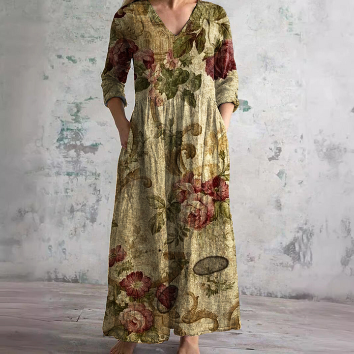 Alyvia | Vestido de Verano con Escote en V y Patrón Floral
