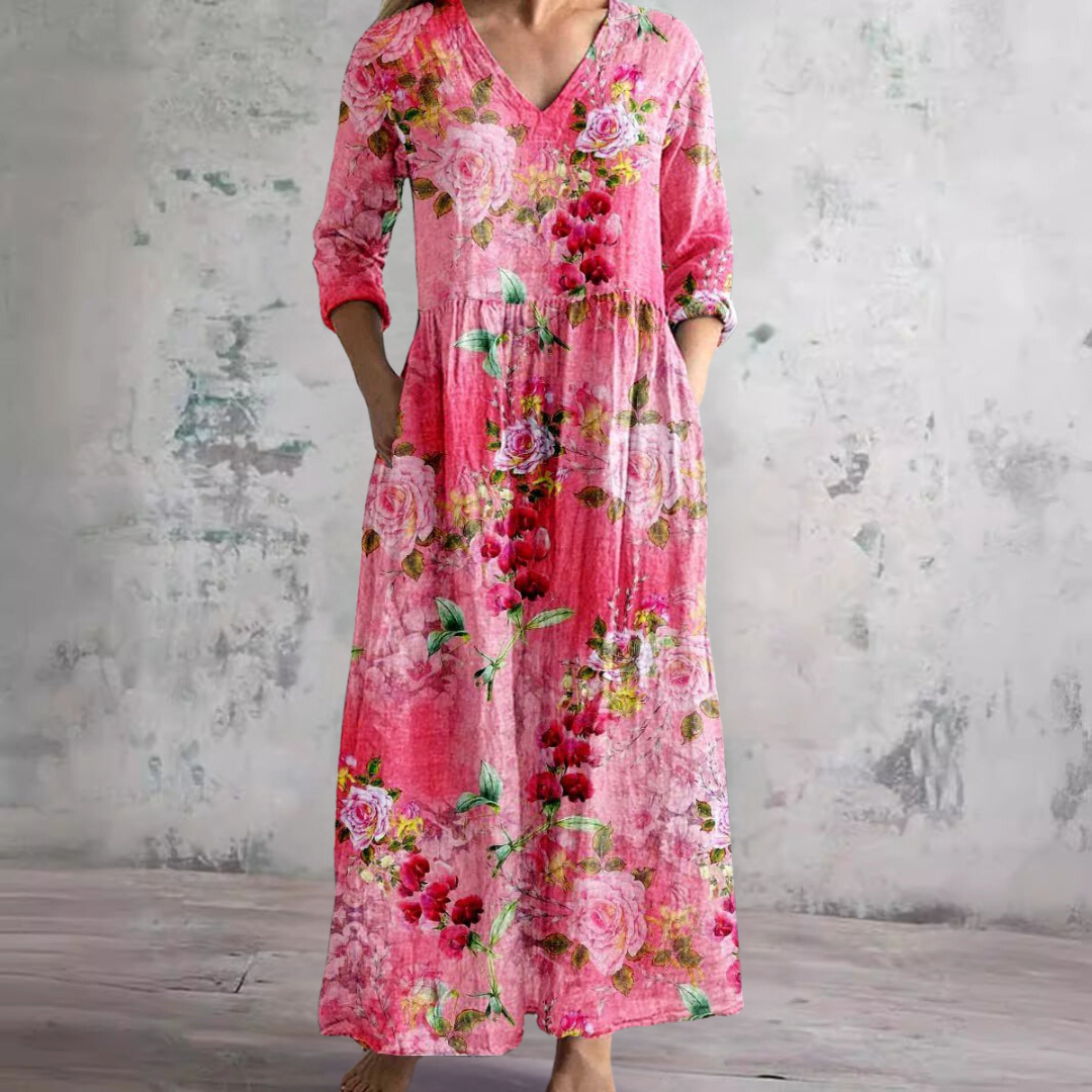Alyvia | Vestido de Verano con Escote en V y Patrón Floral