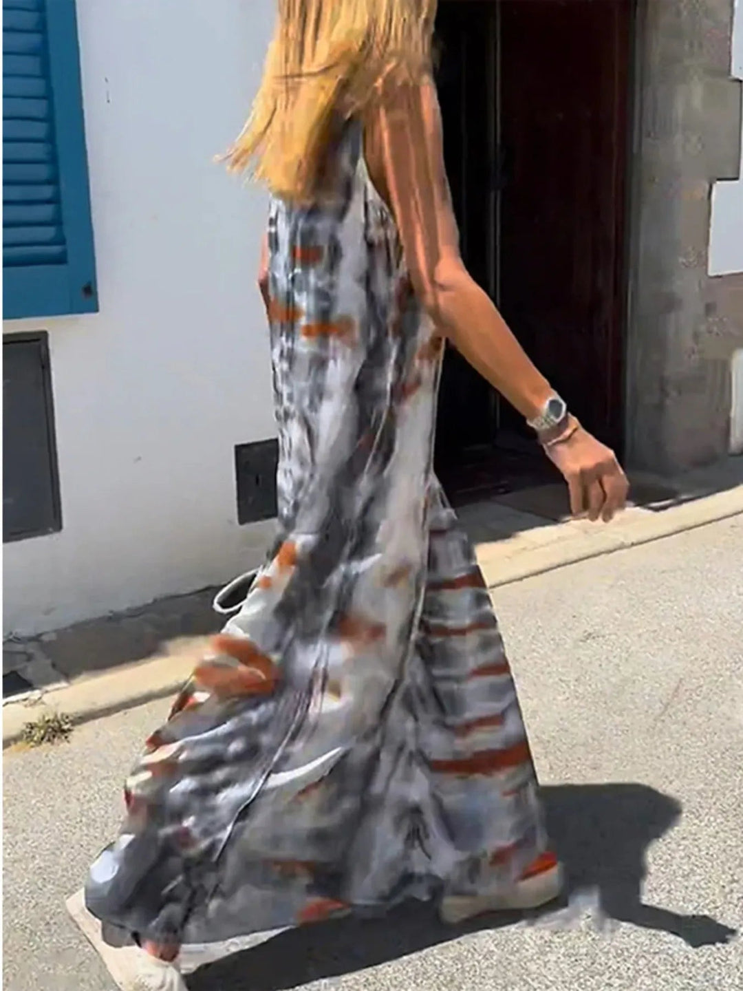 Vestido Maxi de Tirantes con Escote en V Tie-Dye