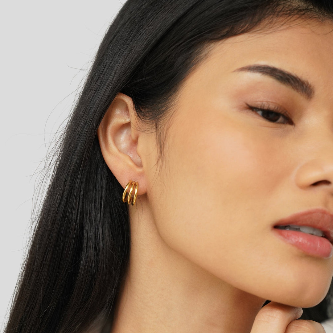 Pendientes Ana Triple Oro