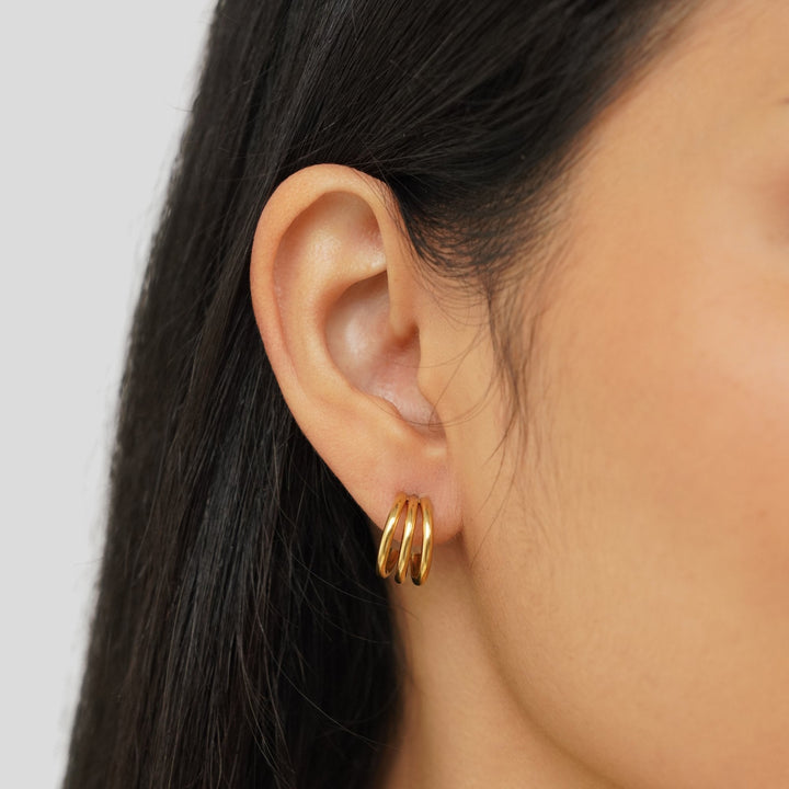 Pendientes Ana Triple Oro