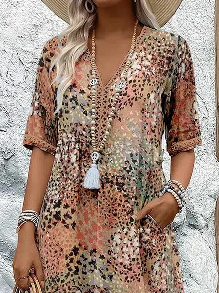 Sofía | Elegante Vestido Midi Floral con Cobertura para el Abdomen
