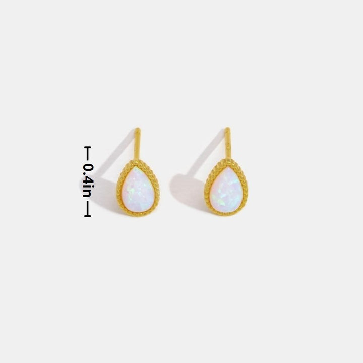 Pendientes de Ópalo con Gotas Doradas