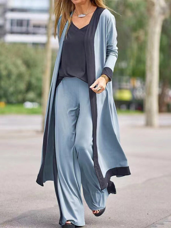 Julia | Conjunto de Chaleco y Chaqueta de Cardigan Sin Mangas de Color Contraste