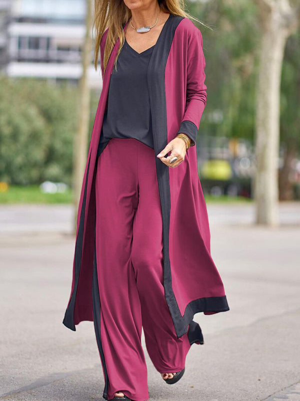 Julia | Conjunto de Chaleco y Chaqueta de Cardigan Sin Mangas de Color Contraste