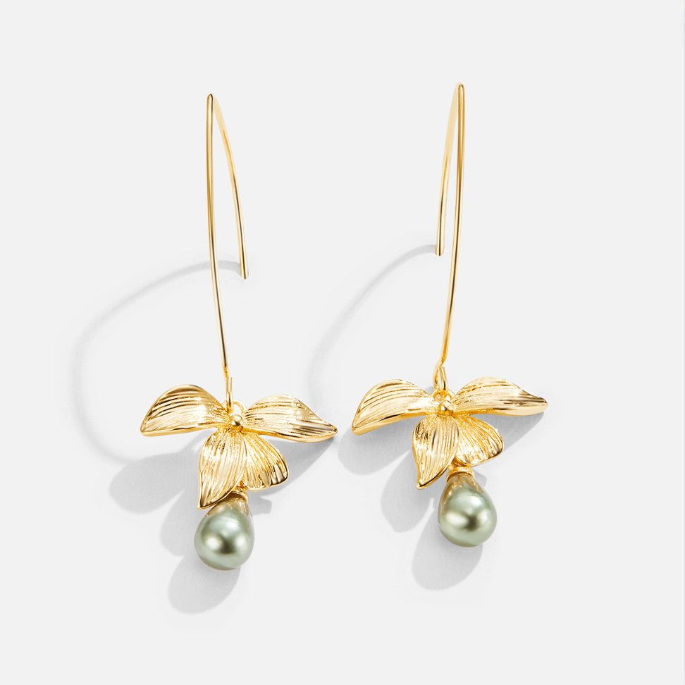 Pendientes de gotas de jade y flores