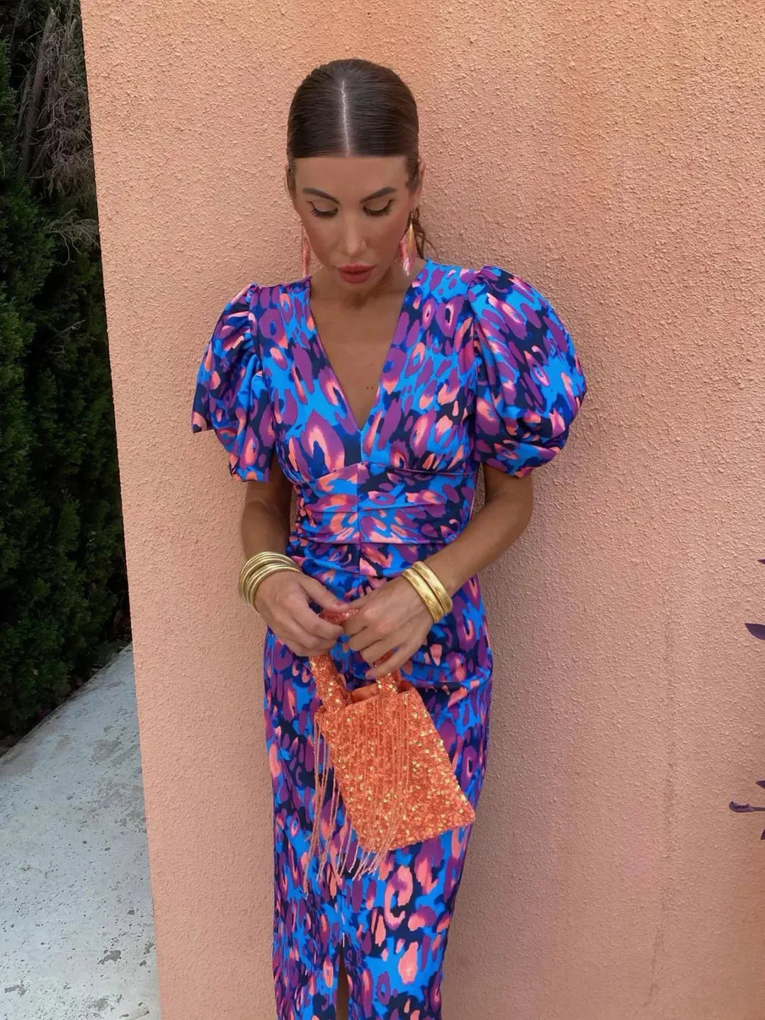 Arielle™ | Vestido Midi Colorido con Volantes en las Mangas